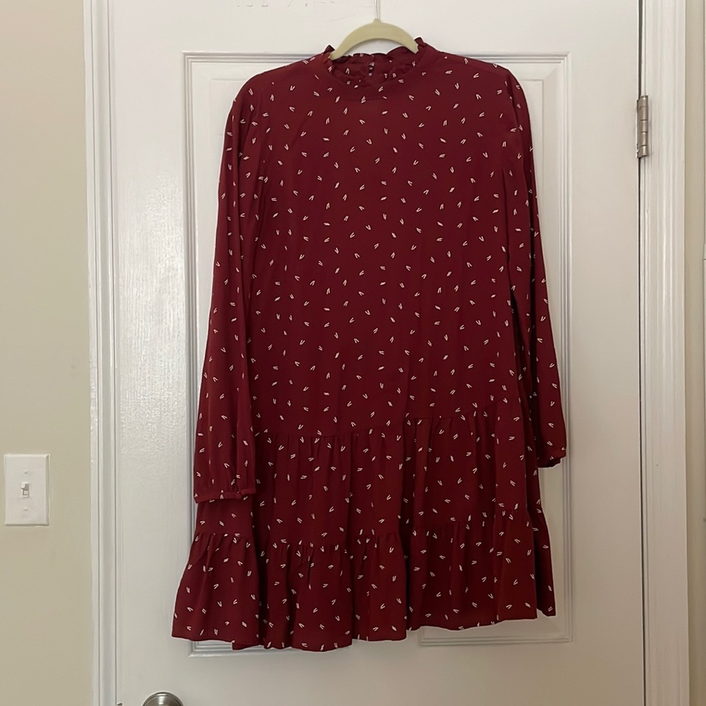 Loft Maroon Long Sleeve Dress (Small)